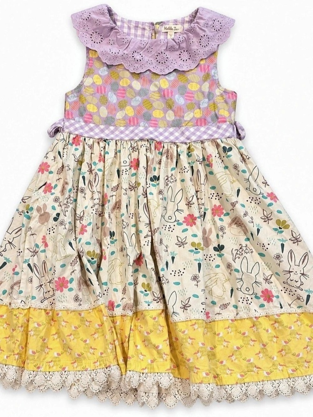 EUC Matilda Jane Easter Bunny Egg Patchwork Twirl Dress Girls Size 10